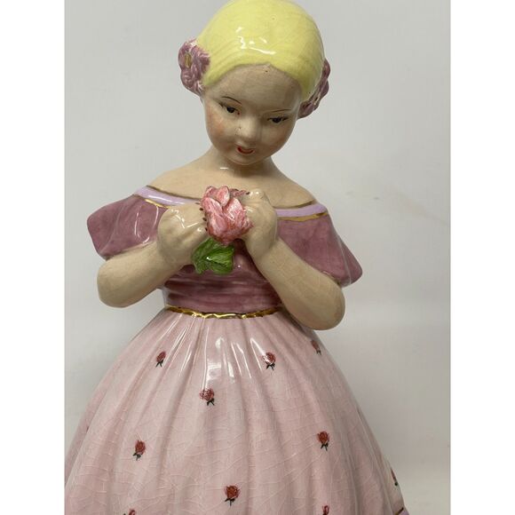 Vintage 1973 Southern Belle Blond Girl Flowers Pink Dress Holland Mold Figurine - Picture 4 of 10